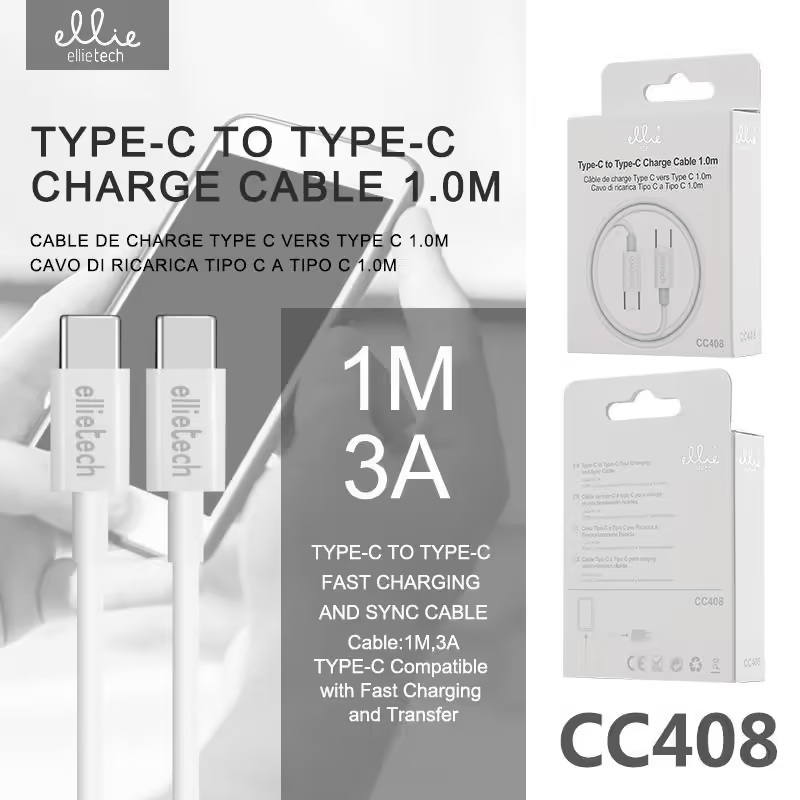 Câble de données type C vers type C 1M/3A
