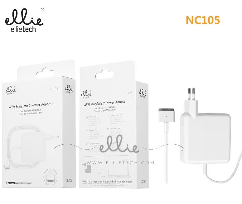 Ellietech NC105 Chargeur pour Macbook avec Cable iOS 45W 1.8M USB