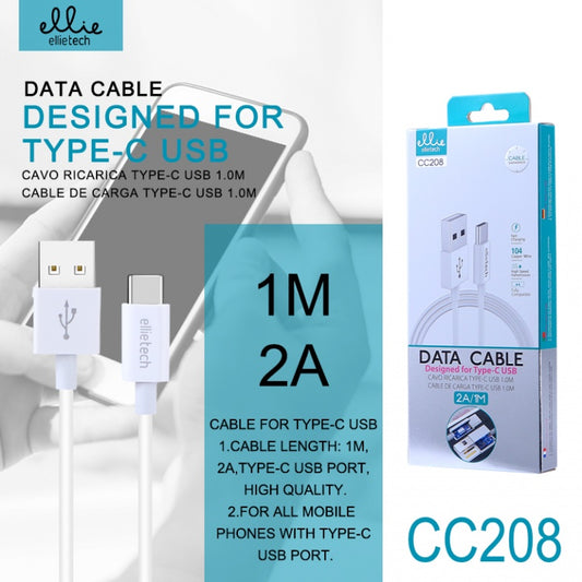 Câble Type-C USB 2A 1M Blanc