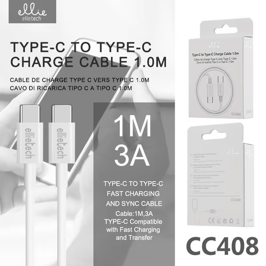 Câble de données type C vers type C 1M/3A
