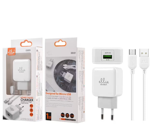 Chargeur Ellietech avec Câble pour Micro USB 2.1A 1M