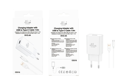 Ellietech CD319 Chargeur avec câble Type-c 5V/2,4A 1M