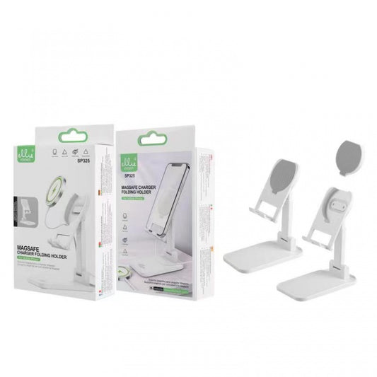 Ellietech SP325 Support universel pliable 2 sur 1 téléphone et table pour chargeur magsafe Blanc